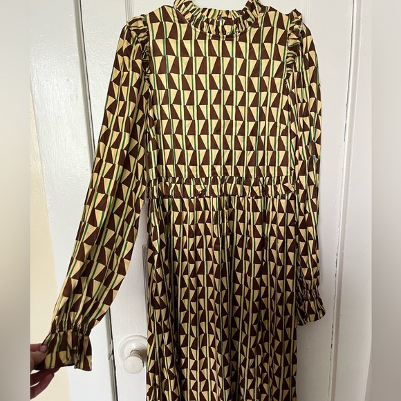 SOLD MRC NWT Kitri Savannah Chocolate Tile Print Viscose Midi Dress sz 6 (UK 10) - Picture 4 of 11
